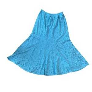 Antthony Women's Spiral Seamed Midi Skirt Blue Trendy Vintage Adorable M